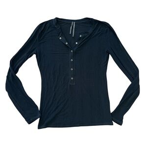 Anthropologie Black Henley Long Sleeve Top 🖤